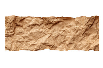 Obraz premium Crumpled brown kraft paper, rectangular shape, isolated on black