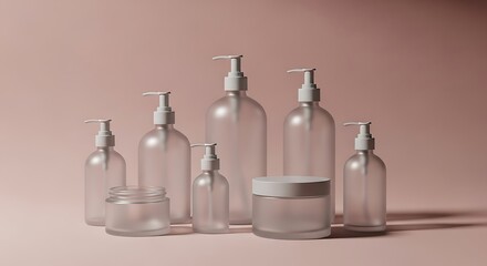 Elegant frosted containers for personal care and beauty product display