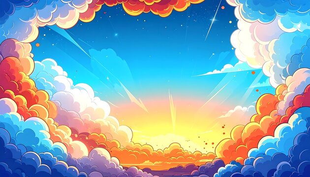 Colorful clouds frame a vibrant sunrise