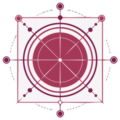 Geometric abstract symbol with circles radiating from a central mandala design