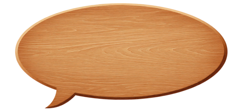 Oval wooden speech bubble