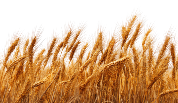 Golden wheat stalks, full and waving, against black