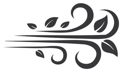 Fototapeta premium Wind Illustration with Swirling Lines and Leaves, Airflow Vector