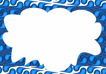 Blue Batik Frame with Abstract Wave Motif