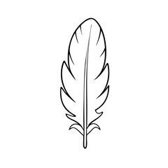 Obraz premium Clean outline drawing of a feather minimalistic design for coloring page