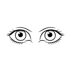 Clean outline drawing of a eyes minimalistic design for coloring page