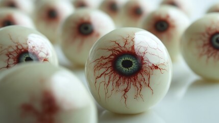 Creepy halloween eyeball cake pops for party decoration and spooky dessert treat ideas and scary food concept