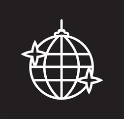 Disco ball icon symbols. Vector illustration. Disco ball icon .Vector illustration with stroke and fill on a white background. globe picto vector illustration, world globe
