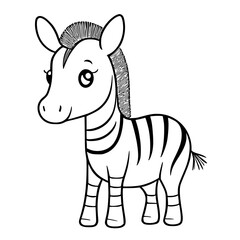 Obraz premium Clean outline drawing of a Zebra minimalistic design for coloring page