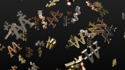 浮遊するウォン記号