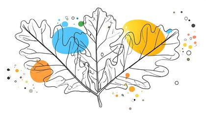 Abstract oak leaf design with colorful shapes