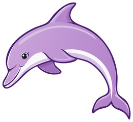Obraz premium Cartoon Dolphin Gracefully Jumping Aquatic Sea Creature with Cute Features Smiling Ocean Animal