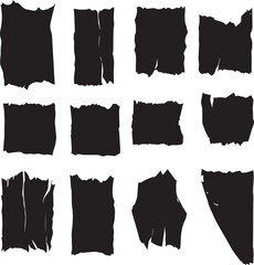 Torn paper silhouette frames and rough edges