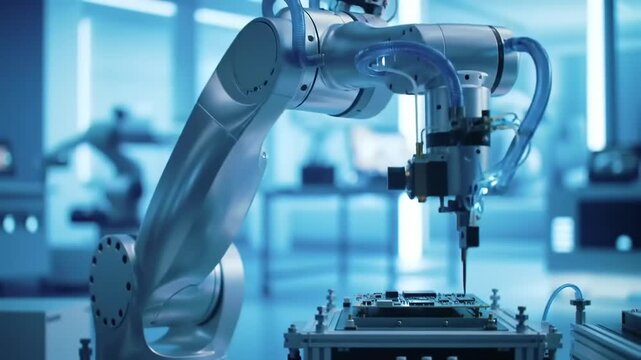 Industrial robot arm in action