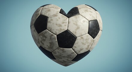 Obraz premium Dirty soccer ball heart shape
