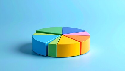 Obraz premium Colorful pie chart on light blue background