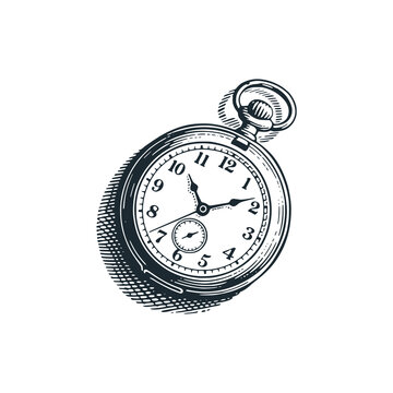 Vintage pocket watch &ndash; Black and White Icon Vector and Illustration
