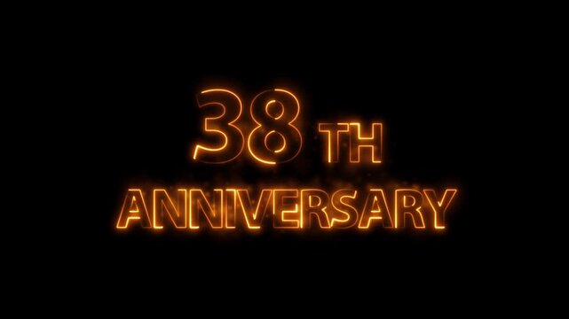Congratulations on 38th Anniversary 4k video, neon glowing text animation on Luxury background.  Greeting text 38 anniversary Luxury celebration motion animation. neon lighting happy anniversary text