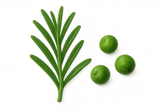 Green leaf and berries isolated on transparent background, providing a natural element for various design applications