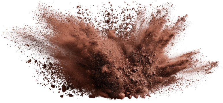 Exploding brown powder