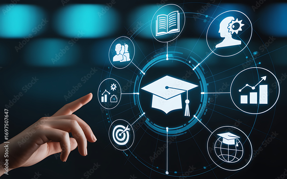Aufkleber digital learning network connecting education concepts with a human touch and interactive interface