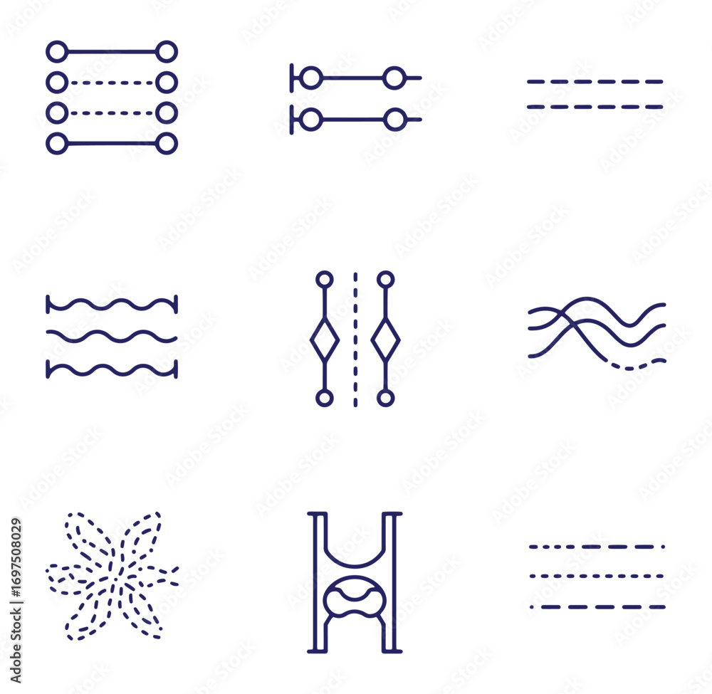 Poster set of simple line art icons in minimalist style for design elements and concepts