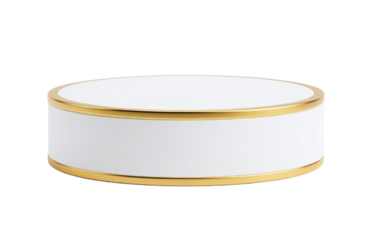 White and gold cylinder podium for product display