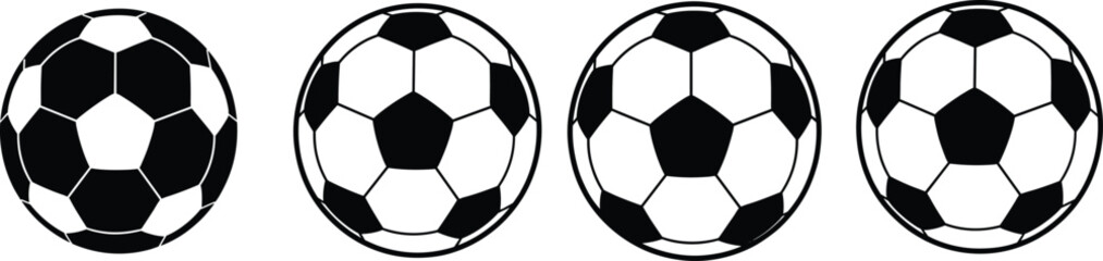 Realistic Black and White Soccer Ball Vector Set