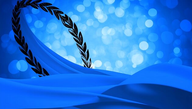 Blue abstract background with a laurel wreath