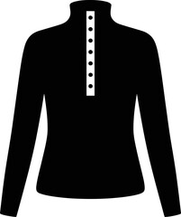 Black long sleeve polo shirt with button placket on white background