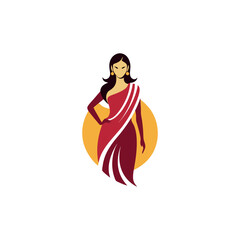 Obraz premium Women's fashion design logo with saree vector 