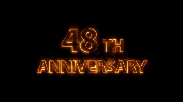 Congratulations on 48th Anniversary 4k video, neon glowing text animation on Luxury background.  Greeting text 48  anniversary Luxury celebration motion animation. neon lighting happy anniversary text