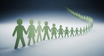 United Paper People Holding Hands, Representing Teamwork and Community