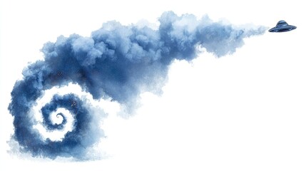 Naklejka premium Spiral of smoke, UFO trailing