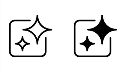 Set of sparkles star icons. Clean shining icons on white background
