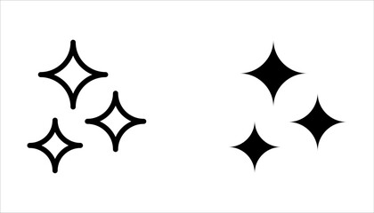 Set of sparkles star icons. Clean shining icons on white background