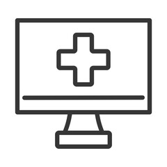 Obraz premium outline icon single electronic healthcare with computer design and plus sign