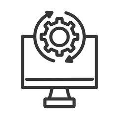 
outline icon single digital with computer and gear design