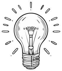 Sketch illustration of a glowing lightbulb, idea, concept, thinking, creativity