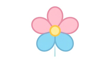 Simple pink and blue flower icon