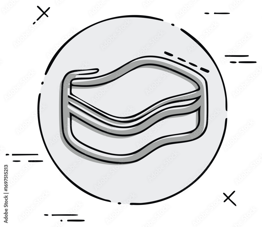 Poster abstract gray outline waves in circle simple design element decoration