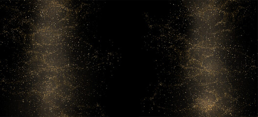 Isolated design components. Design of gold color from small mosaic on black background.