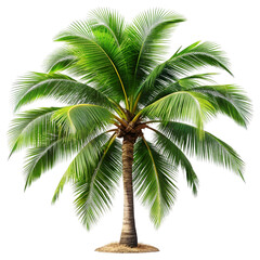 Tropical Coconut Tree Isolated PNG on Transparent.