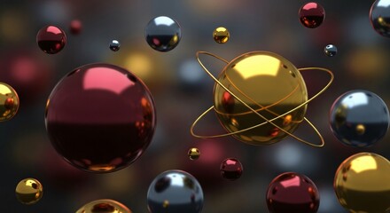 Modern Abstract Spheres Design With Metallic Luster and Smooth Textures