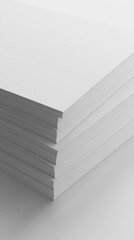 Obraz premium Clean white paper stack. Minimalist background for text or design layout.