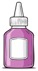 Cartoon illustration of a purple craft glue bottle with a white label
