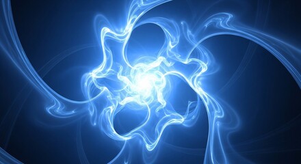Vibrant Energy Waves Swirling With Bright Light on a Dark Blue Backdrop