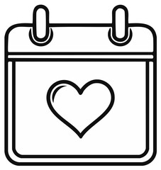Obraz premium Love Date and Romantic Event Calendar Outline Icon Simple Vector Illustration