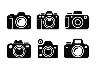 Set of vintage and modern camera icons isolated on white background. vector illustration.