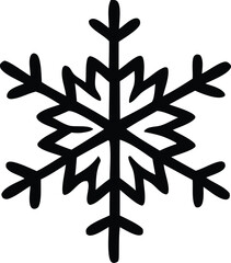 Elegant black snowflake icon for winter holiday designs crisp geometric pattern for festive decorations and seasonal graphics